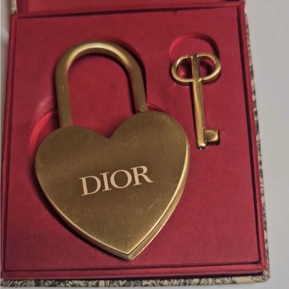 Dior Gold Heart Lock and Key Set